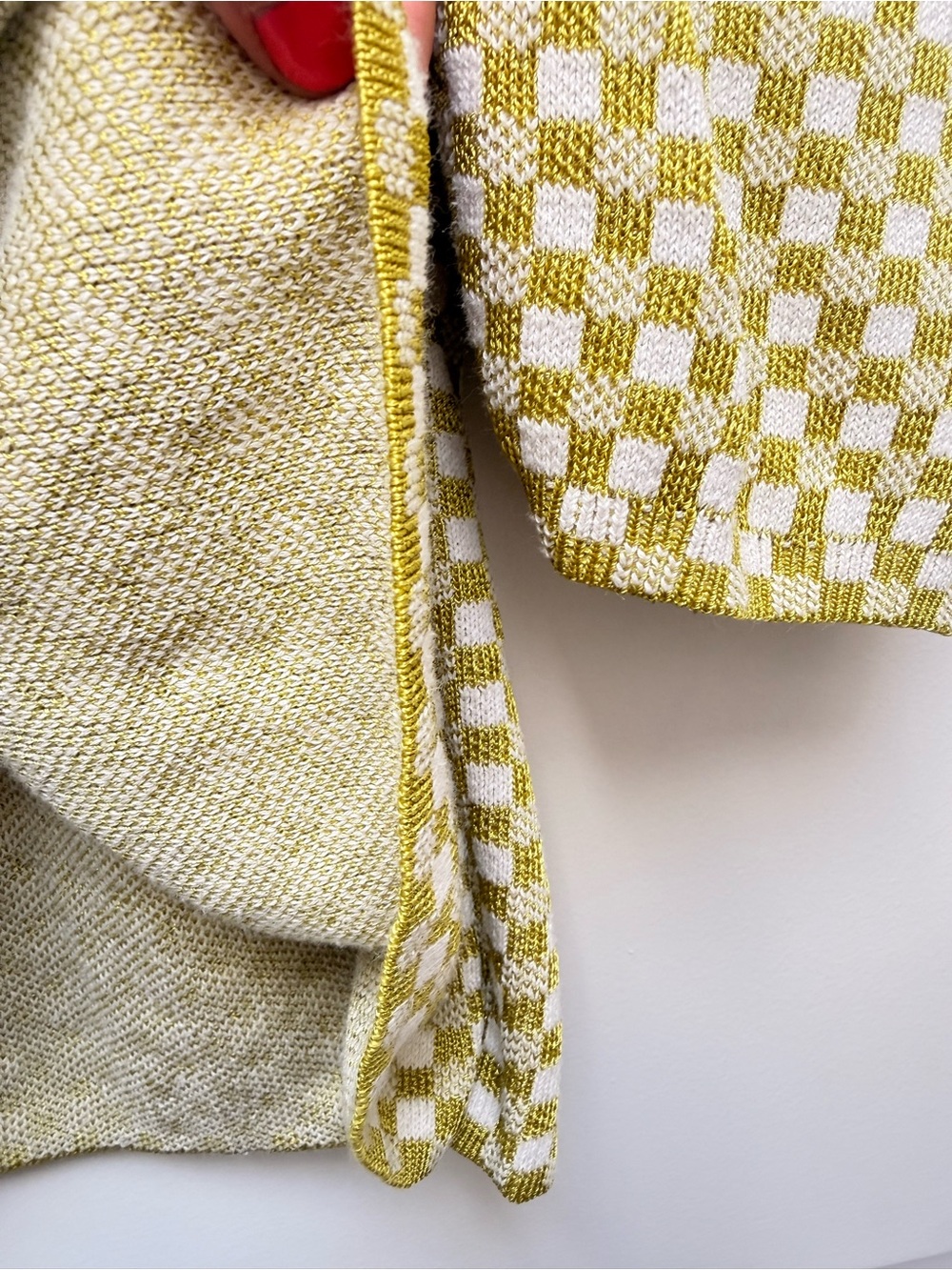 Ann Taylor Petite Chartreuse Puff Sleeve Check Sweater Size SP - Picture 9 of 11